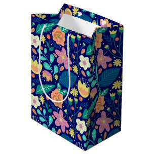 Sac Cadeau Moyen Fleurs de printemps colorées mignonnes motif