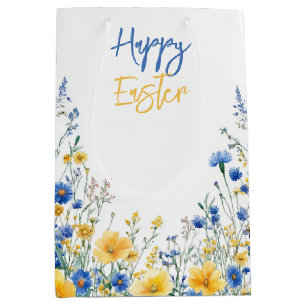 Sac Cadeau Moyen Fleurs de printemps de Pâques sur sac-cadeau moyen