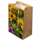Sac Cadeau Moyen Fleurs de Rudbeckia jaune Pink Phlox et abeille (Dos Angle)