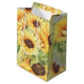 Sac Cadeau Moyen Fleurs de soleil en aquarelle Vert Sacs-cadeaux mo (Dos Angle)