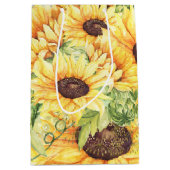 Sac Cadeau Moyen Fleurs de soleil en aquarelle Vert Sacs-cadeaux mo (Devant)