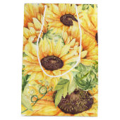 Sac Cadeau Moyen Fleurs de soleil en aquarelle Vert Sacs-cadeaux mo (Dos)