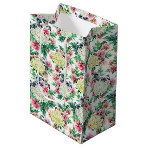 Sac Cadeau Moyen Fleurs d'été colorées motif