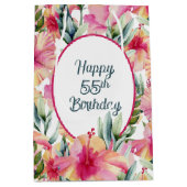 Sac Cadeau Moyen Fleurs d'Hibiscus pour 55e anniversaire (Devant)