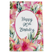 Sac Cadeau Moyen Fleurs d'Hibiscus pour 90e anniversaire (Devant)