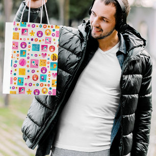 Sac Cadeau Moyen Fleurs et oiseaux Motif naturel
