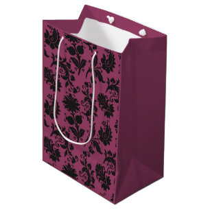 Sac Cadeau Moyen Fleurs gothiques roses et noires Motif Halloween