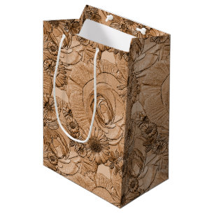 Sac Cadeau Moyen Fleurs incorporées - Brown CADEAU M