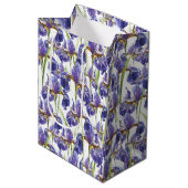 Sac Cadeau Moyen Fleurs Iris Violettes (Devant Angle)