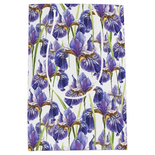 Sac Cadeau Moyen Fleurs Iris Violettes (Devant)