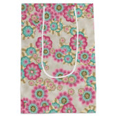 Sac Cadeau Moyen Fleurs japonaises Abstraites uniques Motif d'art (Dos)