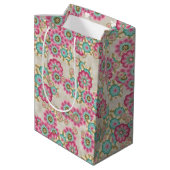 Sac Cadeau Moyen Fleurs japonaises Abstraites uniques Motif d'art (Dos Angle)