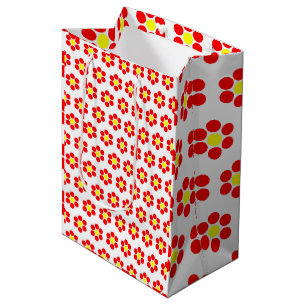 Sac Cadeau Moyen Fleurs jaunes rouges simples