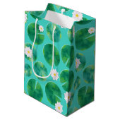 Sac Cadeau Moyen Fleurs Lys d'Eau Blanche & Motif Lily Pad (Dos Angle)