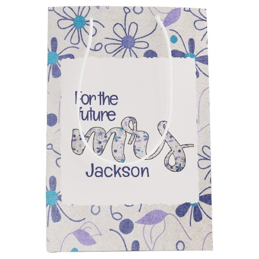 Sac Cadeau Moyen Fleurs Mme Réception de mariage  (Devant)