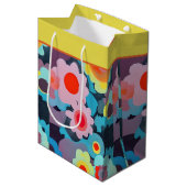 Sac cadeau moyen fleurs mode rétro (Devant Angle)