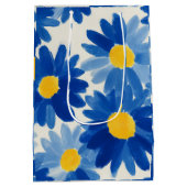 Sac Cadeau Moyen Fleurs peintes bleu et jaune (Dos)
