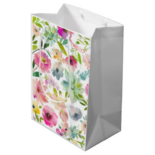Sac Cadeau Moyen Fleurs printanières colorées joyeuses multi-usages