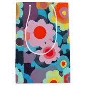 Sac Cadeau Moyen Fleurs rétro mod (Devant)