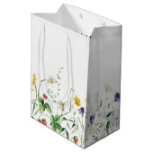 Sac Cadeau Moyen Fleurs sauvages d'anniversaire en blanc (Dos Angle)