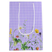 Sac Cadeau Moyen Fleurs sauvages D'Anniversaire Sur En vichy Violet (Dos)