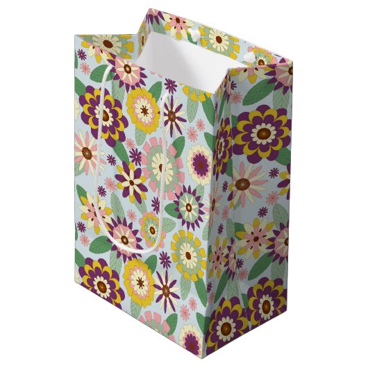 Sac Cadeau Moyen Fleurs Super rétro (Devant Angle)