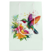 Sac Cadeau Moyen Fleurs tropicales des colibris (Dos)