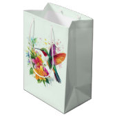 Sac Cadeau Moyen Fleurs tropicales des colibris (Dos Angle)
