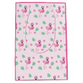 Sac Cadeau Moyen Fleurs tropicales Flamants roses mignonnes Motif r (Devant)