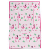 Sac Cadeau Moyen Fleurs tropicales Flamants roses mignonnes Motif r (Dos)