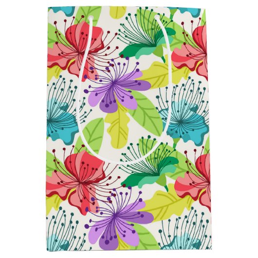 Sac Cadeau Moyen Fleurs tropicales sans couture motif (Devant)