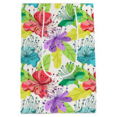 Sac Cadeau Moyen Fleurs tropicales sans couture motif (Dos)