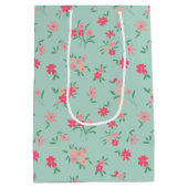 Sac Cadeau Moyen Fleurs Turquoise rose Dainty Floral (Dos)