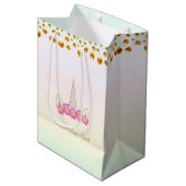 Sac Cadeau Moyen Fleurs Unicorne Magique & Confetti Or (Devant Angle)
