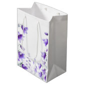 Sac Cadeau Moyen Fleurs violettes élégantes (Devant Angle)