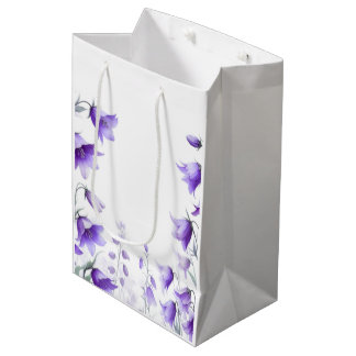 Sac Cadeau Moyen Fleurs Violettes Élégantes