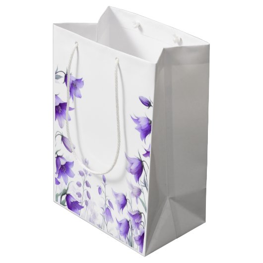 Sac Cadeau Moyen Fleurs violettes élégantes (Dos Angle)