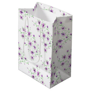 Sac Cadeau Moyen Fleurs violettes sur la vigne