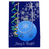 Sac Cadeau Moyen Flocon de neige bleu en ampoule de Noël (Dos)