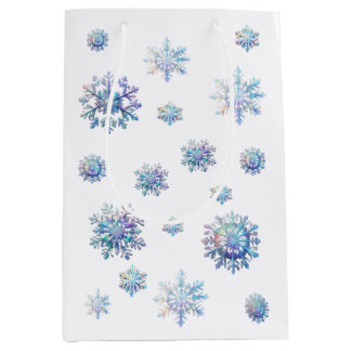 Sac Cadeau Moyen Flocon de neige brillant