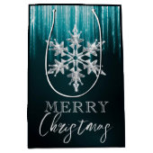 Sac Cadeau Moyen Flocon de neige en verre sur Icicules d'hiver Turq (Devant)