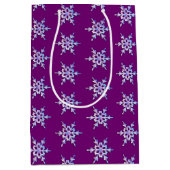 Sac Cadeau Moyen Flocon de neige Iridescente sur améthyste violet (Devant)
