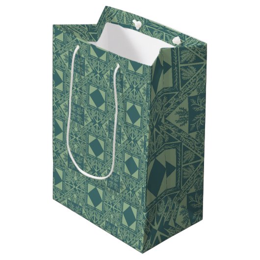 Sac Cadeau Moyen Flocons de forêt  (Devant Angle)