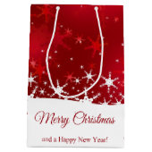 Sac Cadeau Moyen Flocons de neige rouges d'hiver de Noël (Dos)