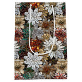 Sac Cadeau Moyen Floral blanc rouge or (Dos)