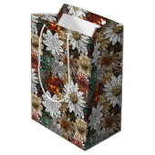 Sac Cadeau Moyen Floral blanc rouge or (Dos Angle)