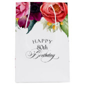 Sac Cadeau Moyen Floral Boho rustique 80e anniversaire (Devant)