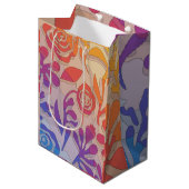 Sac Cadeau Moyen Floral coloré rétro (Devant Angle)