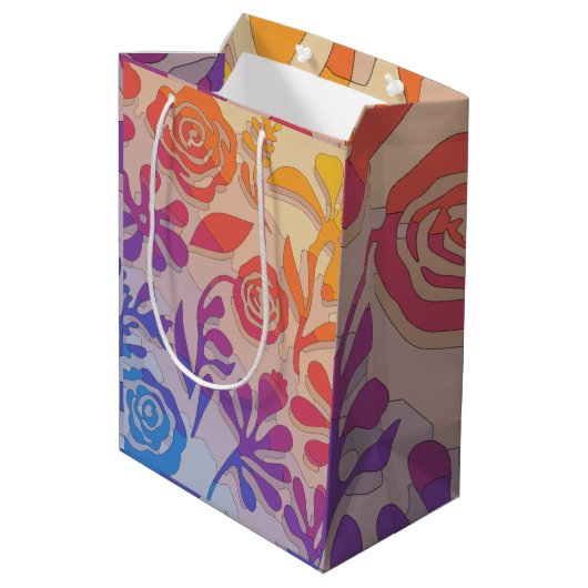 Sac Cadeau Moyen Floral coloré rétro (Dos Angle)