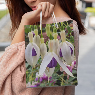 Sac Cadeau Moyen Floral Fuchsia violet blanc